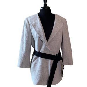 ANN TAYLOR Jacket Blazer Open Front Collarless Size 14 NWT Belted
